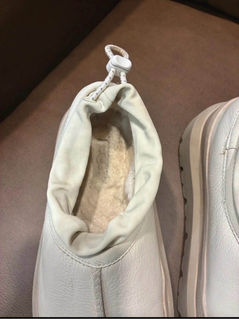 UGG Women's Cream/Tan Leather Platform Clog Sneakers